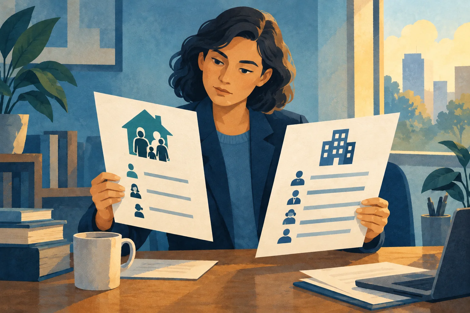 An analyst comparing household survey forms and employer payroll records.