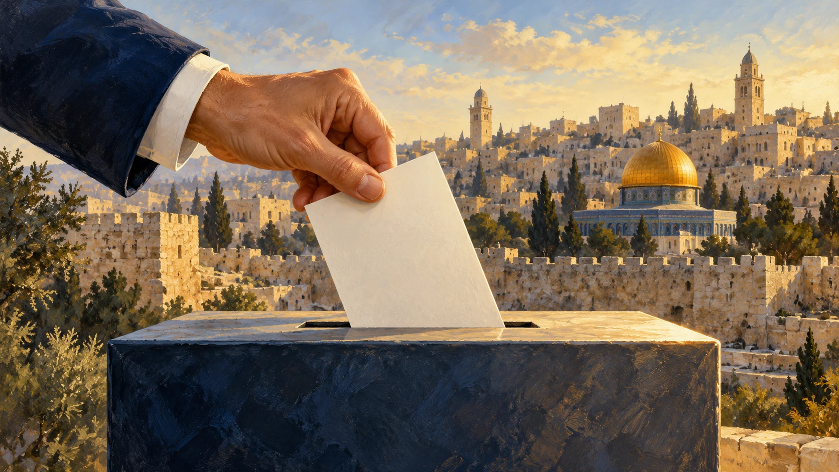 AI-assisted conceptual illustration representing an election and diplomatic deliberation.